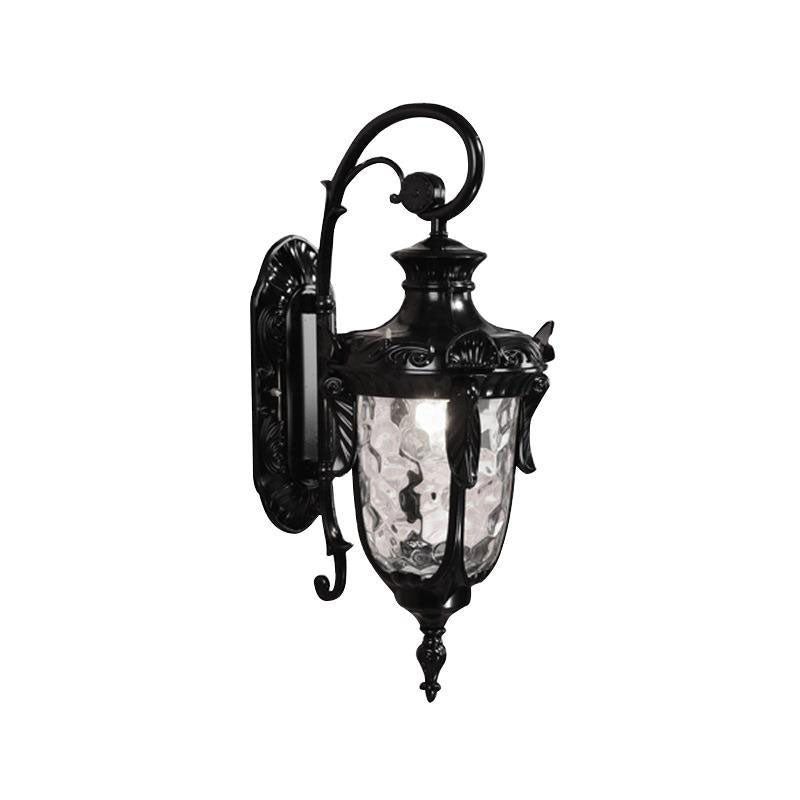 Skørter | Black Bell Wall Lamp Classic Ribbed Glass 1 Bulb Cave Wall Light for Outdoor Areas