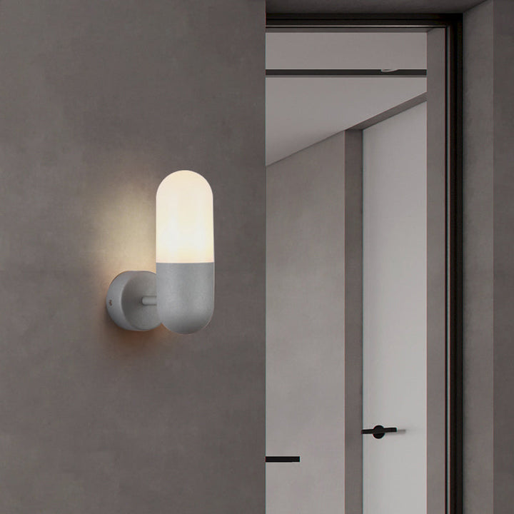 Skørter | Capsule Metal Wall Lamp Postmodern 1 Light Black/Grey/White Wall Mounted Lamp for Bedroom