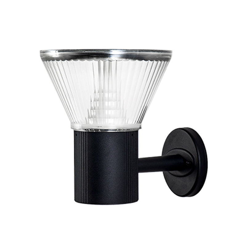Skørter | Black geometric LED wall lamp classic aluminum outdoor solar wall lamp