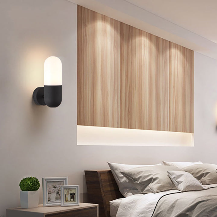 Skørter | Capsule Metal Wall Lamp Postmodern 1 Light Black/Grey/White Wall Mounted Lamp for Bedroom
