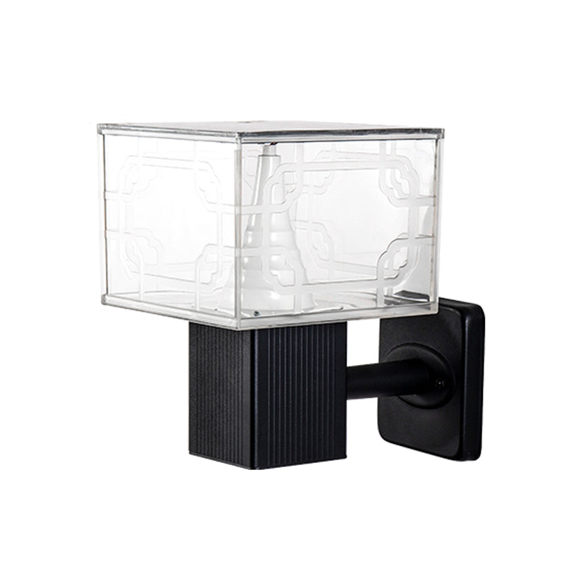 Skørter | Black geometric LED wall lamp classic aluminum outdoor solar wall lamp