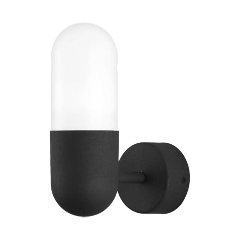Skørter | Capsule Metal Wall Lamp Postmodern 1 Light Black/Grey/White Wall Mounted Lamp for Bedroom