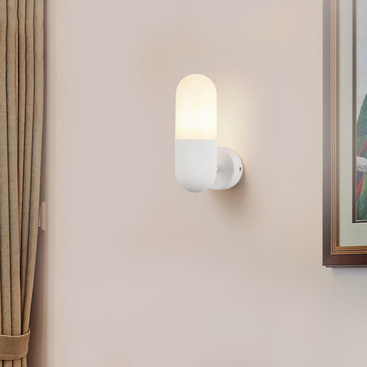 Skørter | Capsule Metal Wall Lamp Postmodern 1 Light Black/Grey/White Wall Mounted Lamp for Bedroom