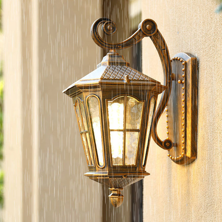 Skørter | Vintage Lantern Shaped Wall Light Fixture Single Lamp Ripple Glass Wall Mount Lamp for Garden