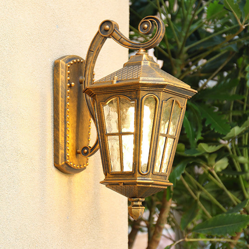 Skørter | Vintage Lantern Shaped Wall Light Fixture Single Lamp Ripple Glass Wall Mount Lamp for Garden