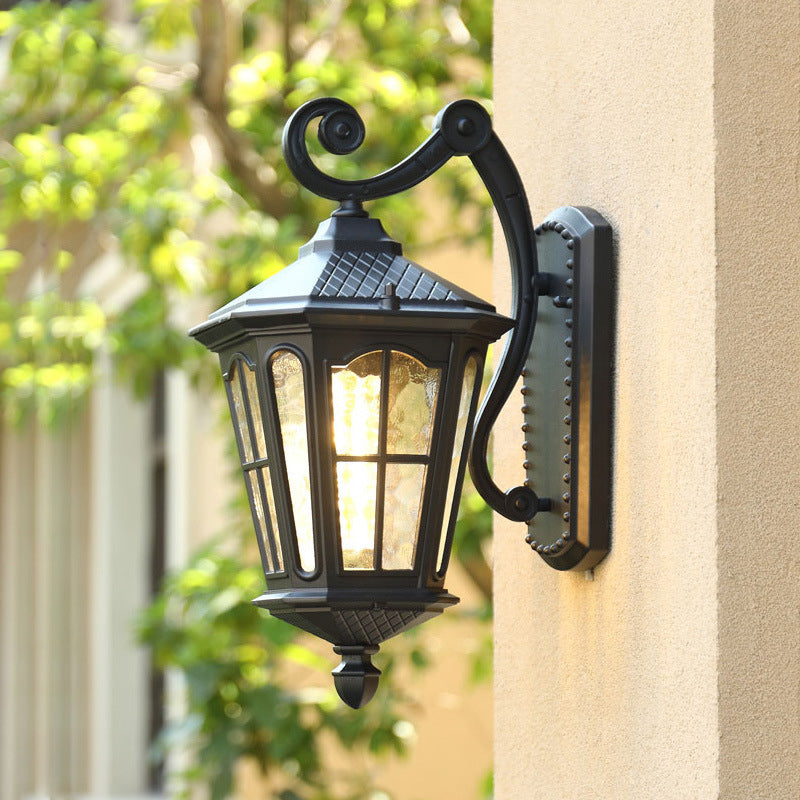 Skørter | Vintage Lantern Shaped Wall Light Fixture Single Lamp Ripple Glass Wall Mount Lamp for Garden