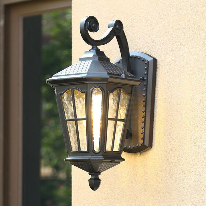 Skørter | Vintage Lantern Shaped Wall Light Fixture Single Lamp Ripple Glass Wall Mount Lamp for Garden