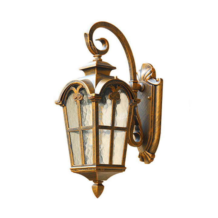 Skørter | 1 Bulb Wall Mount Light Retro Lantern-Shaped Ribbed Glass Wall Light for Courtyard