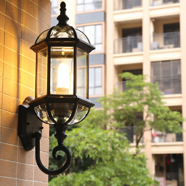Skørter | Birdcage Shadow Clear Glass Wall Lighting Rustic 1 Lamp Courtyard Wall Fixture