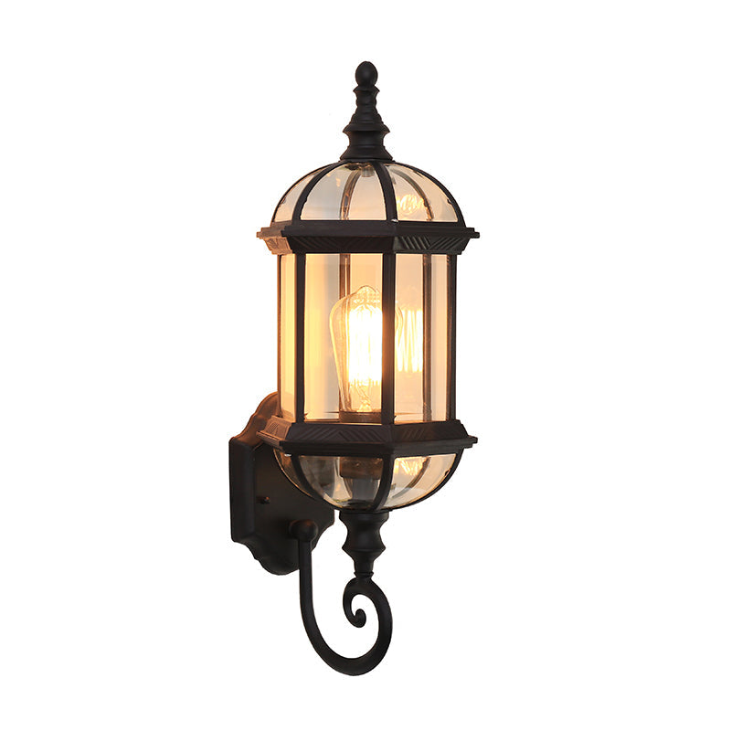 Skørter | Birdcage Shadow Clear Glass Wall Lighting Rustic 1 Lamp Courtyard Wall Fixture