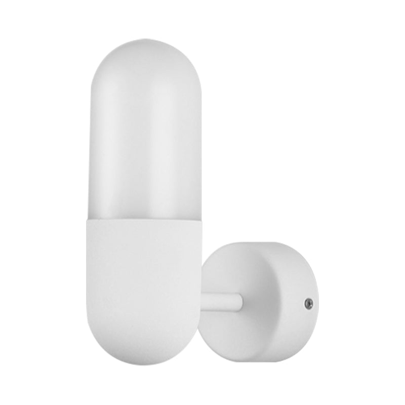 Skørter | Capsule Metal Wall Lamp Postmodern 1 Light Black/Grey/White Wall Mounted Lamp for Bedroom