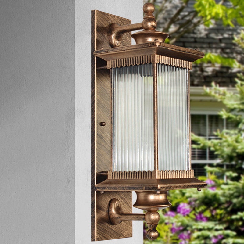 Skørter | Vintage Straight Wall Lamp Fixture Single Bulb Ribbed Glass Wall Mounted Lamp for Garden