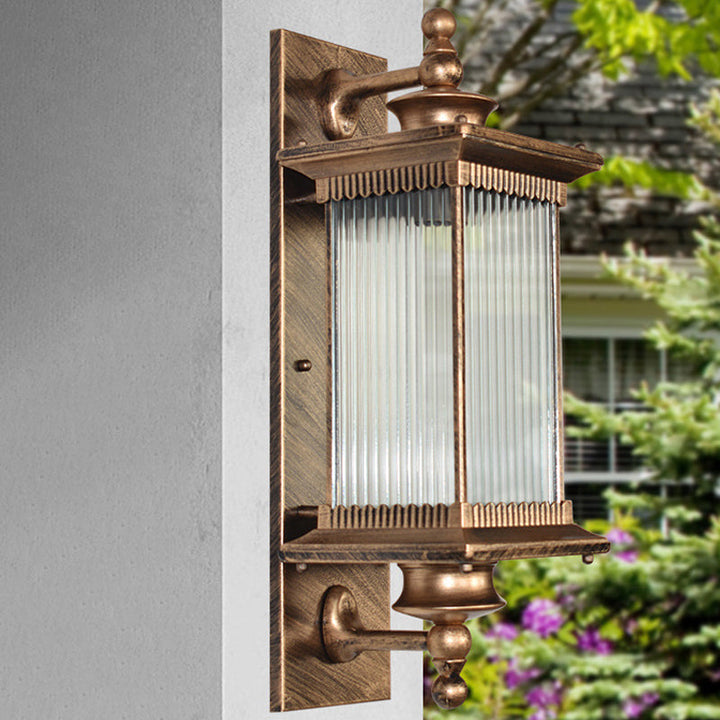 Skørter | Vintage Straight Wall Lamp Fixture Single Bulb Ribbed Glass Wall Mounted Lamp for Garden