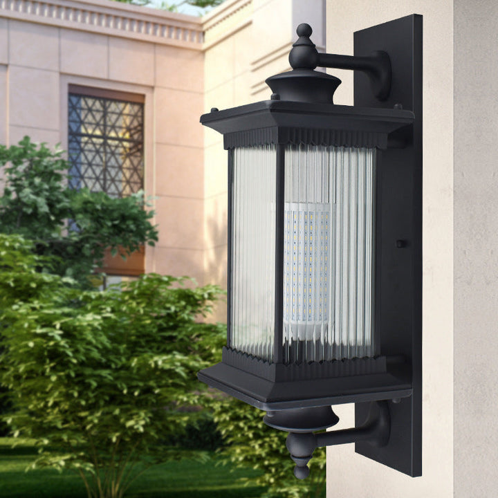 Skørter | Vintage Straight Wall Lamp Fixture Single Bulb Ribbed Glass Wall Mounted Lamp for Garden