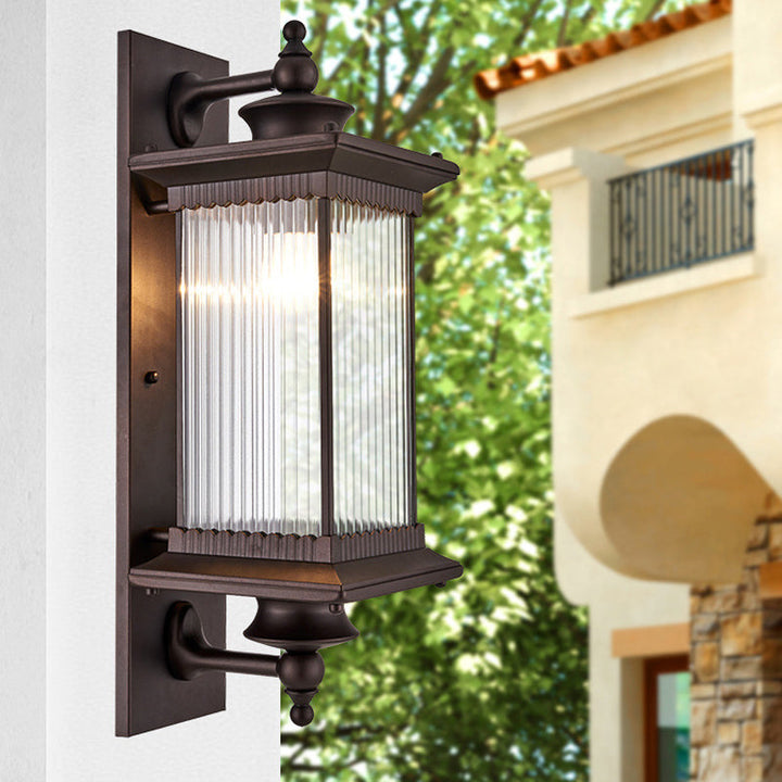 Skørter | Vintage Straight Wall Lamp Fixture Single Bulb Ribbed Glass Wall Mounted Lamp for Garden