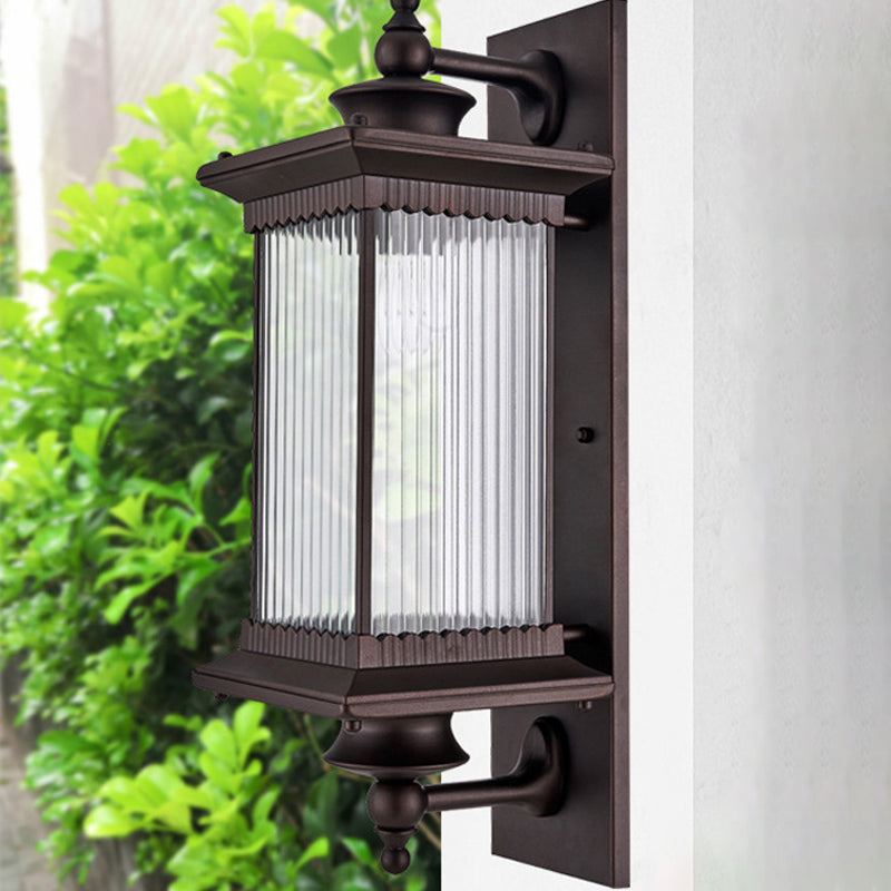 Skørter | Vintage Straight Wall Lamp Fixture Single Bulb Ribbed Glass Wall Mounted Lamp for Garden
