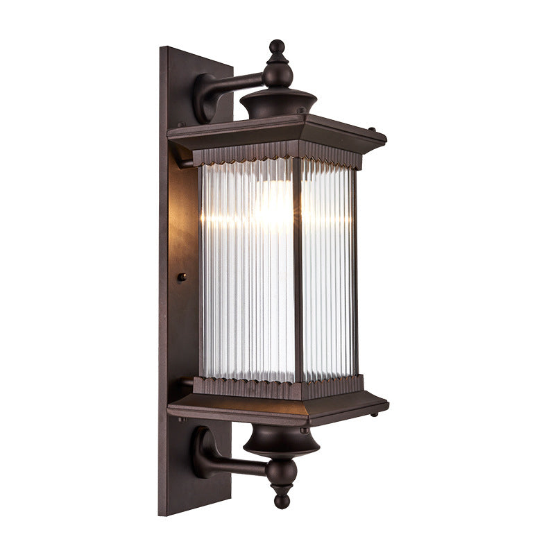 Skørter | Vintage Straight Wall Lamp Fixture Single Bulb Ribbed Glass Wall Mounted Lamp for Garden