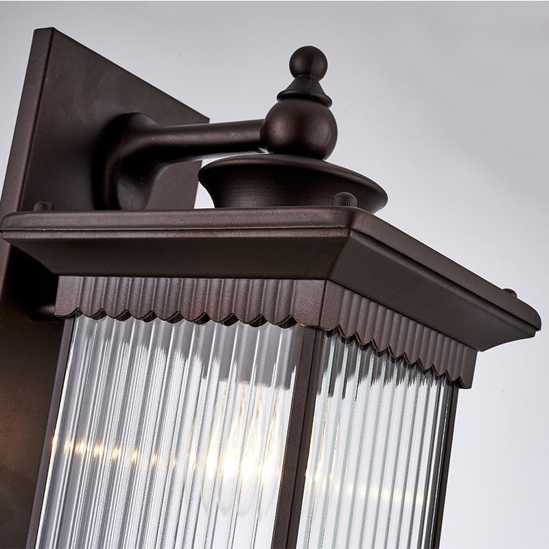 Skørter | Vintage Straight Wall Lamp Fixture Single Bulb Ribbed Glass Wall Mounted Lamp for Garden