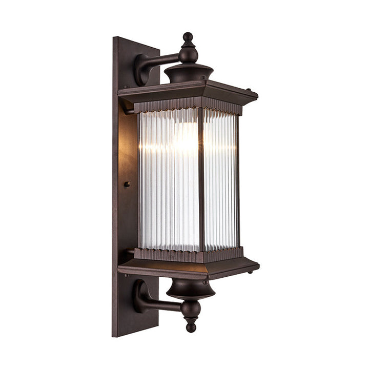 Skørter | Single Bulb Wall Mount Light Retro Rectangular Ribbed Glass Wall Lighting for Outdoors