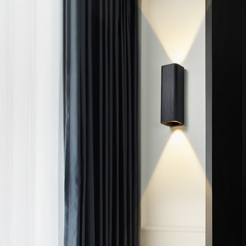 Skørter | Modern Cube Wall Mounted Light Metal Living Room LED Up and Down Wall Lamp in Bronze/Gold/Brown