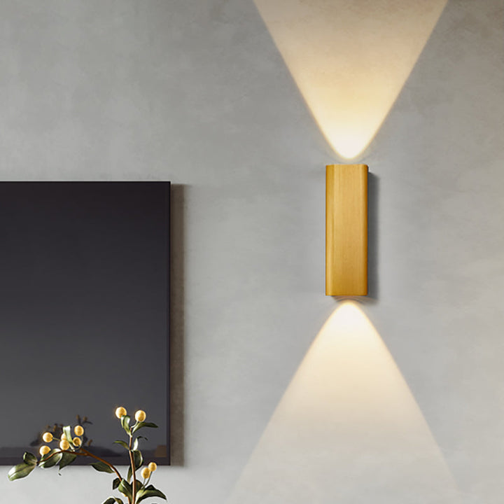 Skørter | Modern Cube Wall Mounted Light Metal Living Room LED Up and Down Wall Lamp in Bronze/Gold/Brown