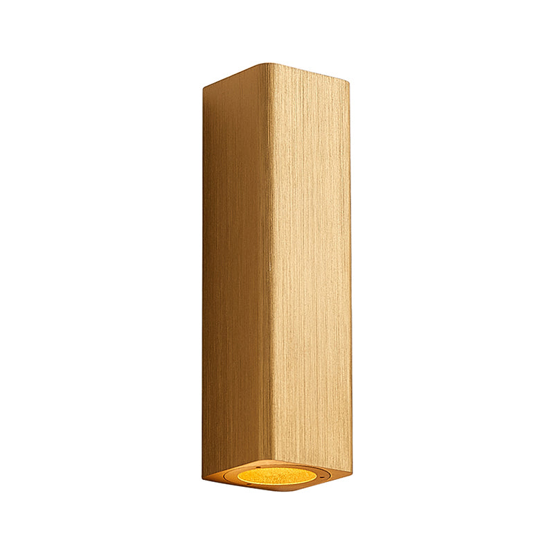 Skørter | Modern Cube Wall Mounted Light Metal Living Room LED Up and Down Wall Lamp in Bronze/Gold/Brown