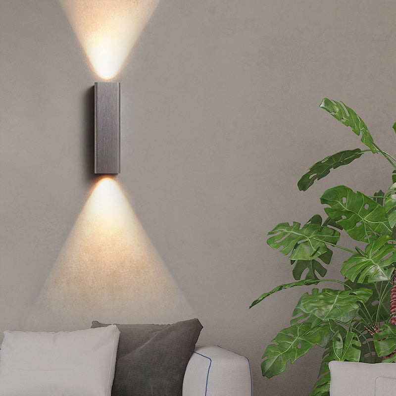 Skørter | Modern Cube Wall Mounted Light Metal Living Room LED Up and Down Wall Lamp in Bronze/Gold/Brown