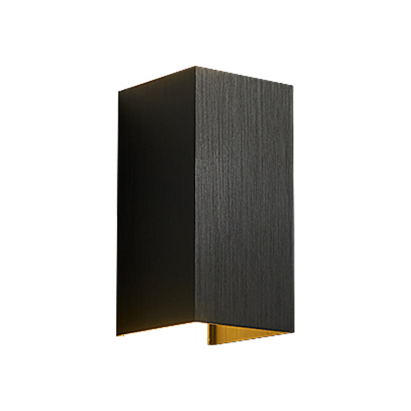 Skørter | Cuboid Up and Down LED Wall Lamp Contemporary Metal Gold/Brown/Grey Wall Light Fixture for Bedroom