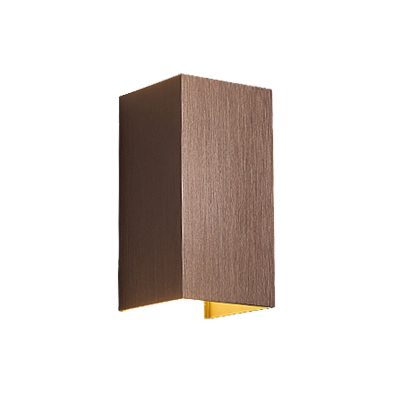 Skørter | Cuboid Up and Down LED Wall Lamp Contemporary Metal Gold/Brown/Grey Wall Light Fixture for Bedroom