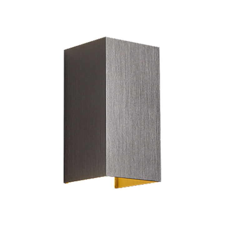 Skørter | Cuboid Up and Down LED Wall Lamp Contemporary Metal Gold/Brown/Grey Wall Light Fixture for Bedroom