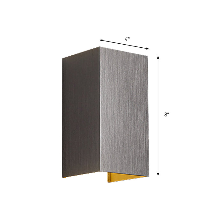 Skørter | Cuboid Up and Down LED Wall Lamp Contemporary Metal Gold/Brown/Grey Wall Light Fixture for Bedroom