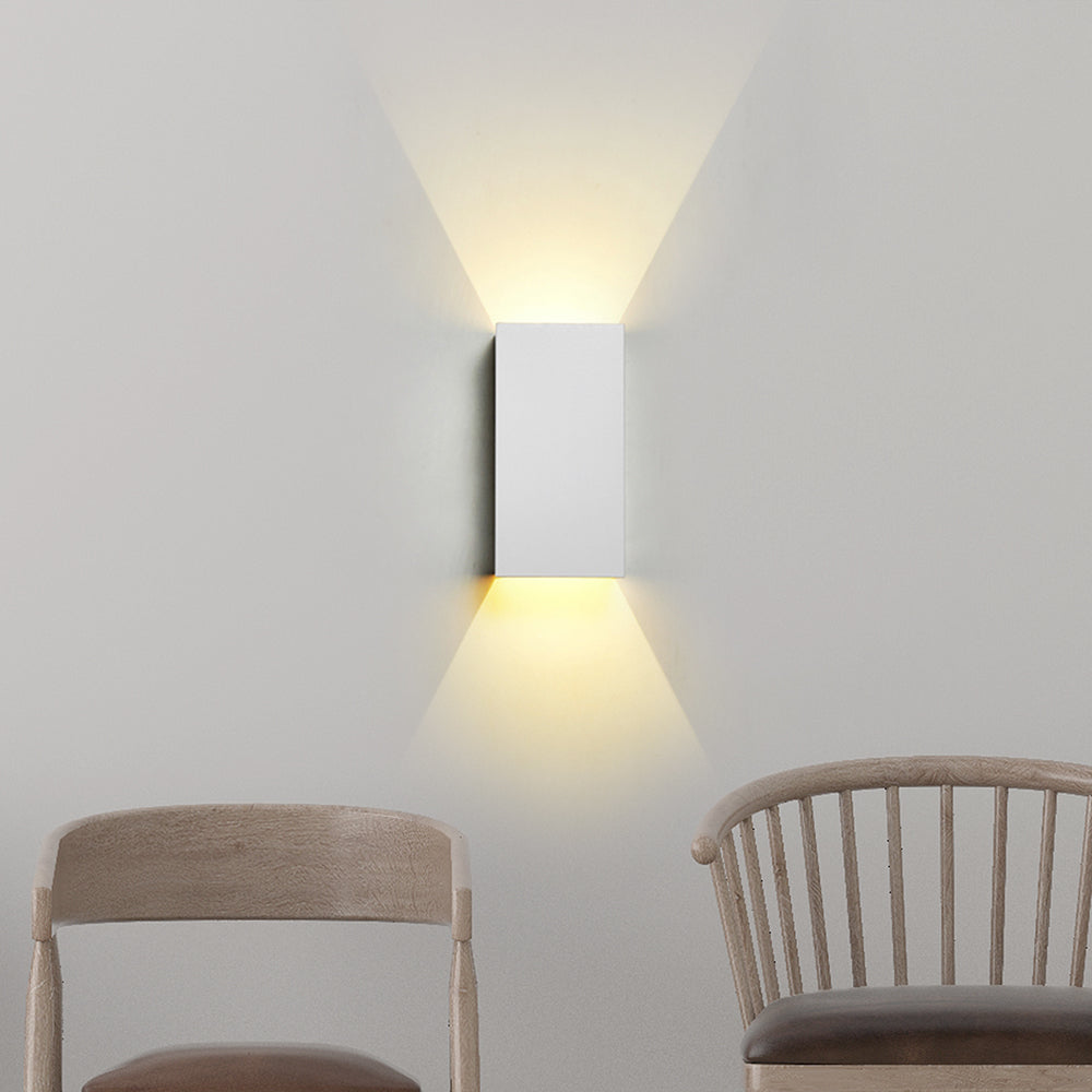 Skørter | Cuboid Up and Down LED Wall Lamp Contemporary Metal Gold/Brown/Grey Wall Light Fixture for Bedroom