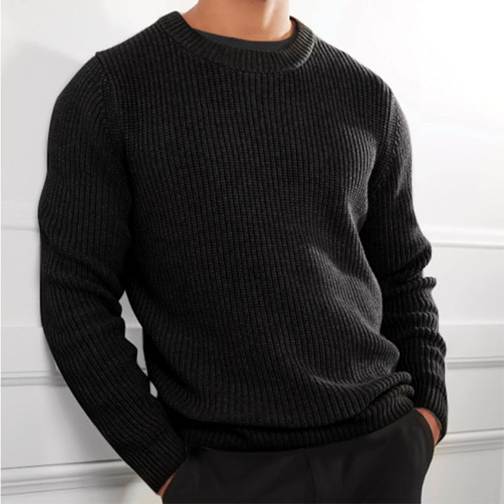 Men's knitted sweater with textured design and round neck Lisslune