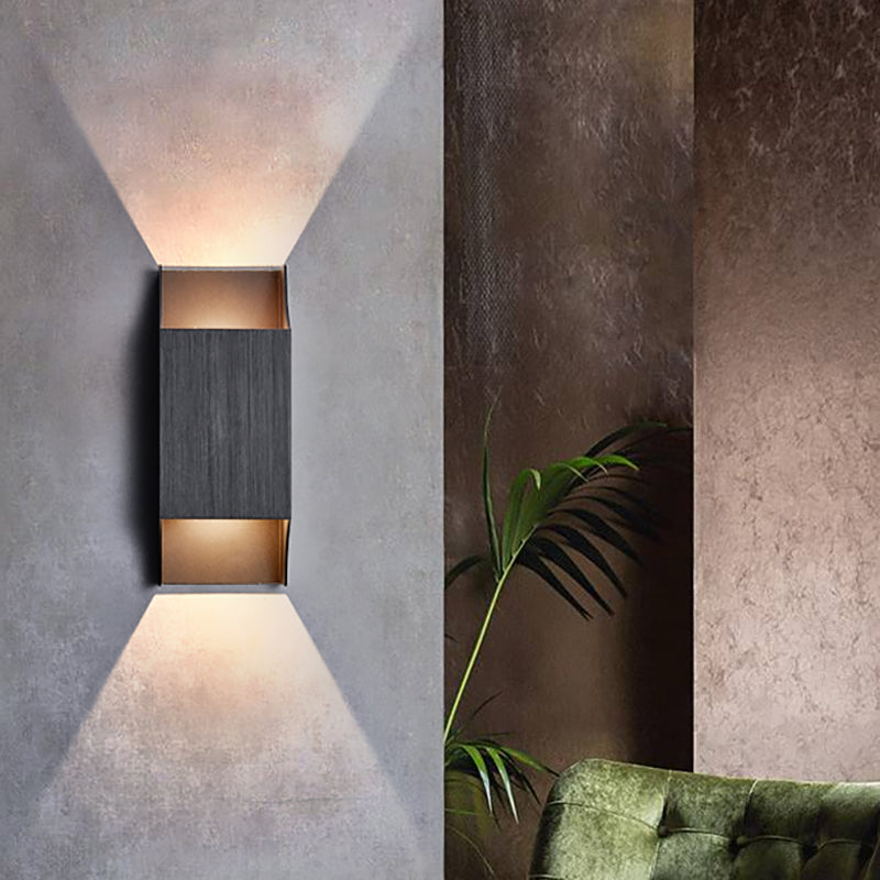 Lisslune | 1 Light Bedroom Up and Down LED Wall Lamp with Geometric Metal Shade Black/Grey/White Wall Mount Light