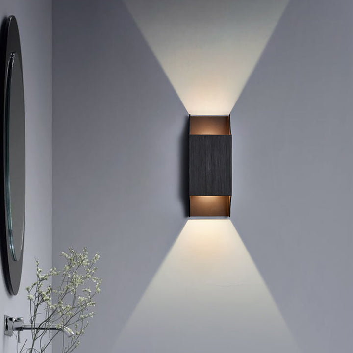 Lisslune | 1 Light Bedroom Up and Down LED Wall Lamp with Geometric Metal Shade Black/Grey/White Wall Mount Light