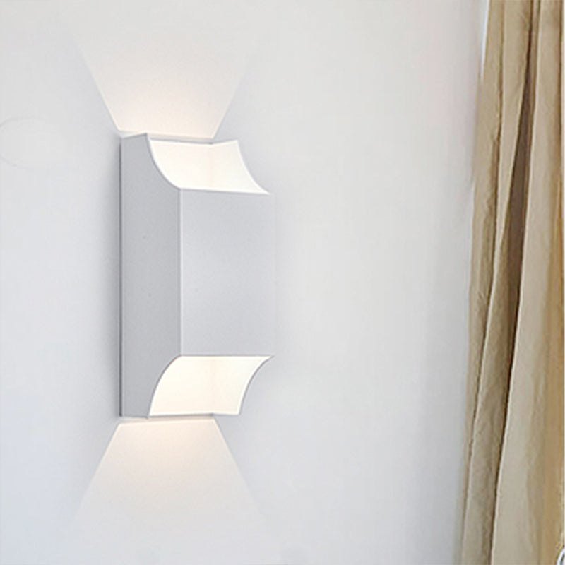Lisslune | 1 Light Bedroom Up and Down LED Wall Lamp with Geometric Metal Shade Black/Grey/White Wall Mount Light