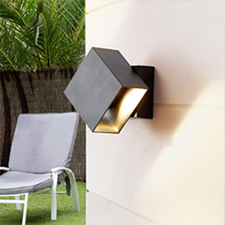 Lisslune | Cube Up and Down LED Wall Light Contemporary Metal Black/Grey/White Outdoor Wall Light with Adjustable Angle