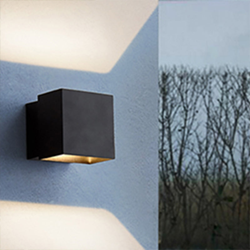 Lisslune | Cube Up and Down LED Wall Light Contemporary Metal Black/Grey/White Outdoor Wall Light with Adjustable Angle
