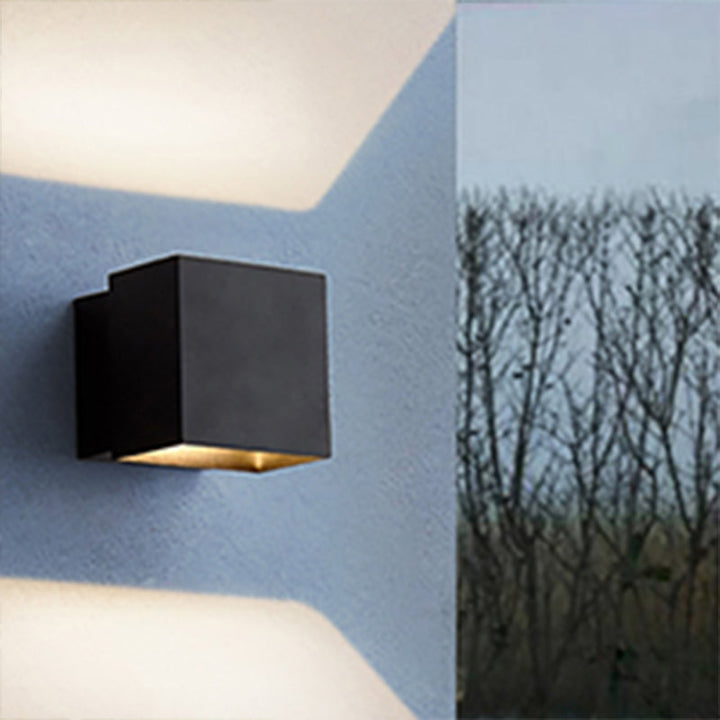 Lisslune | Cube Up and Down LED Wall Light Contemporary Metal Black/Grey/White Outdoor Wall Light with Adjustable Angle