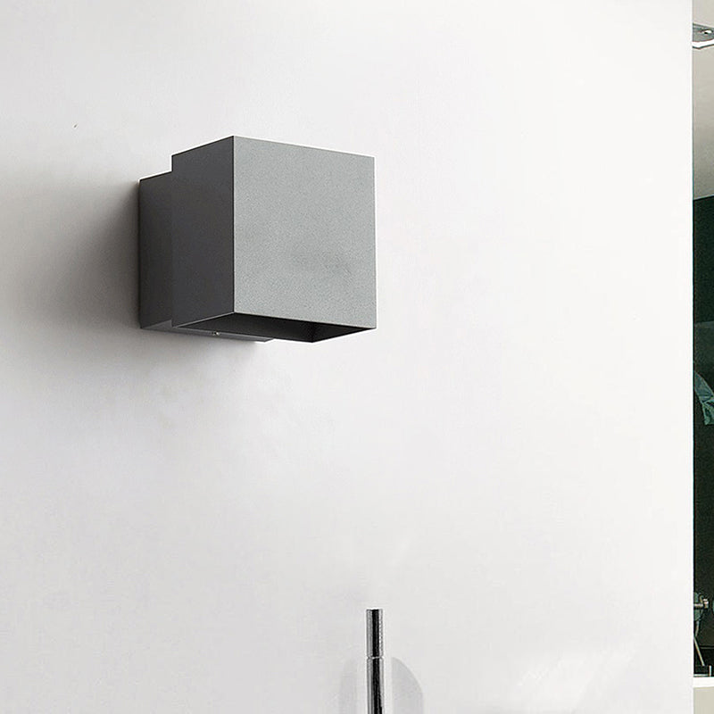 Lisslune | Cube Up and Down LED Wall Light Contemporary Metal Black/Grey/White Outdoor Wall Light with Adjustable Angle