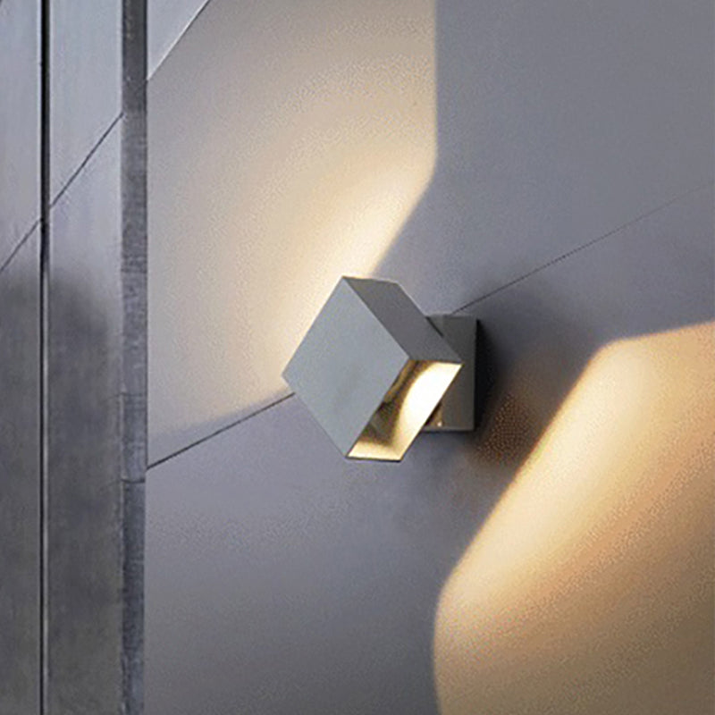 Lisslune | Cube Up and Down LED Wall Light Contemporary Metal Black/Grey/White Outdoor Wall Light with Adjustable Angle