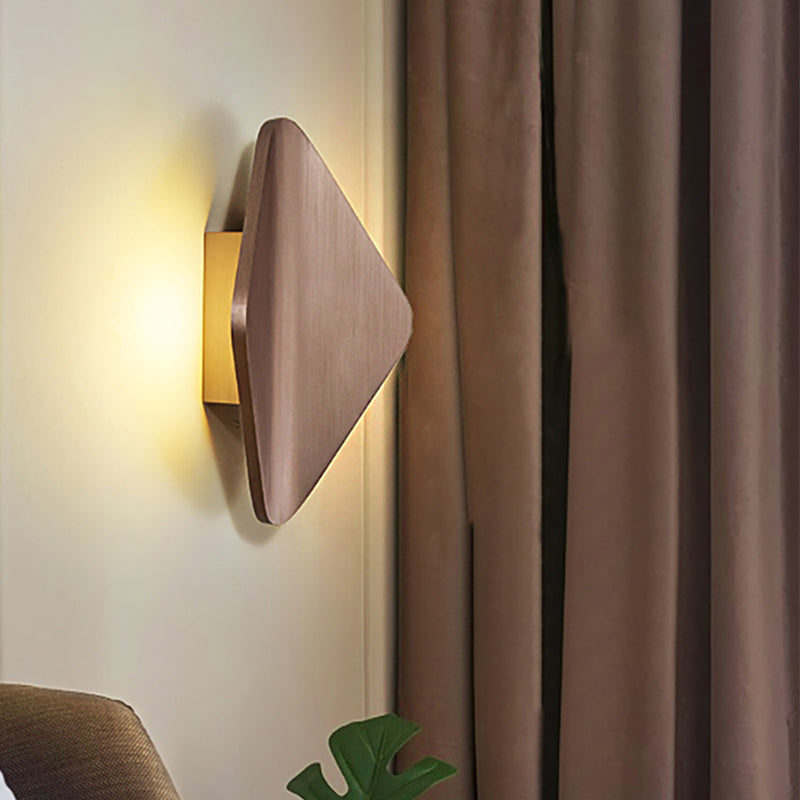 Lisslune | Concave Rhombus Metal Wall Light Modern LED Black/Gold/Coffee Wall Light Light for Living Room