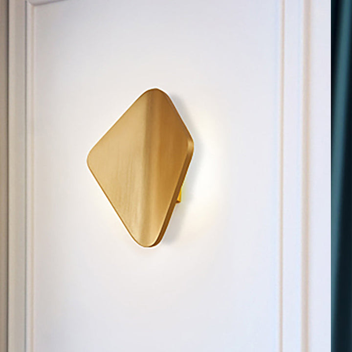 Lisslune | Concave Rhombus Metal Wall Light Modern LED Black/Gold/Coffee Wall Light Light for Living Room
