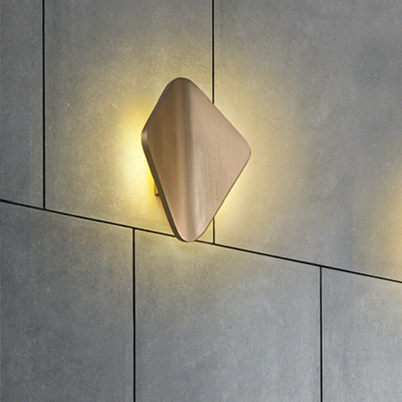Lisslune | Concave Rhombus Metal Wall Light Modern LED Black/Gold/Coffee Wall Light Light for Living Room