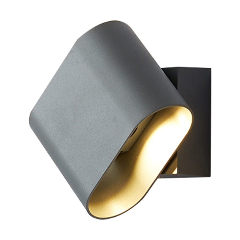 Skørter | Round Edge Cube Wall Sconce Light Simple Metal LED Black/Grey/White Wall Mount Light for Hallway