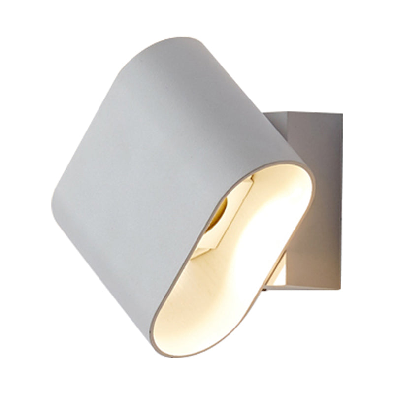 Skørter | Round Edge Cube Wall Sconce Light Simple Metal LED Black/Grey/White Wall Mount Light for Hallway