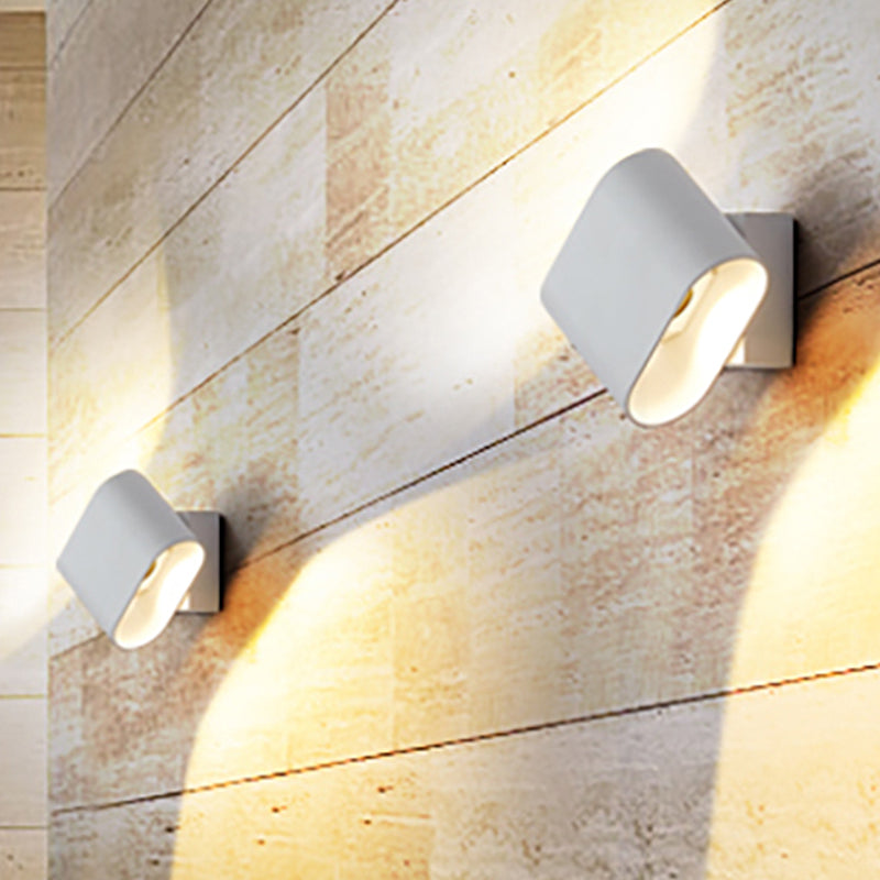 Skørter | Round Edge Cube Wall Sconce Light Simple Metal LED Black/Grey/White Wall Mount Light for Hallway
