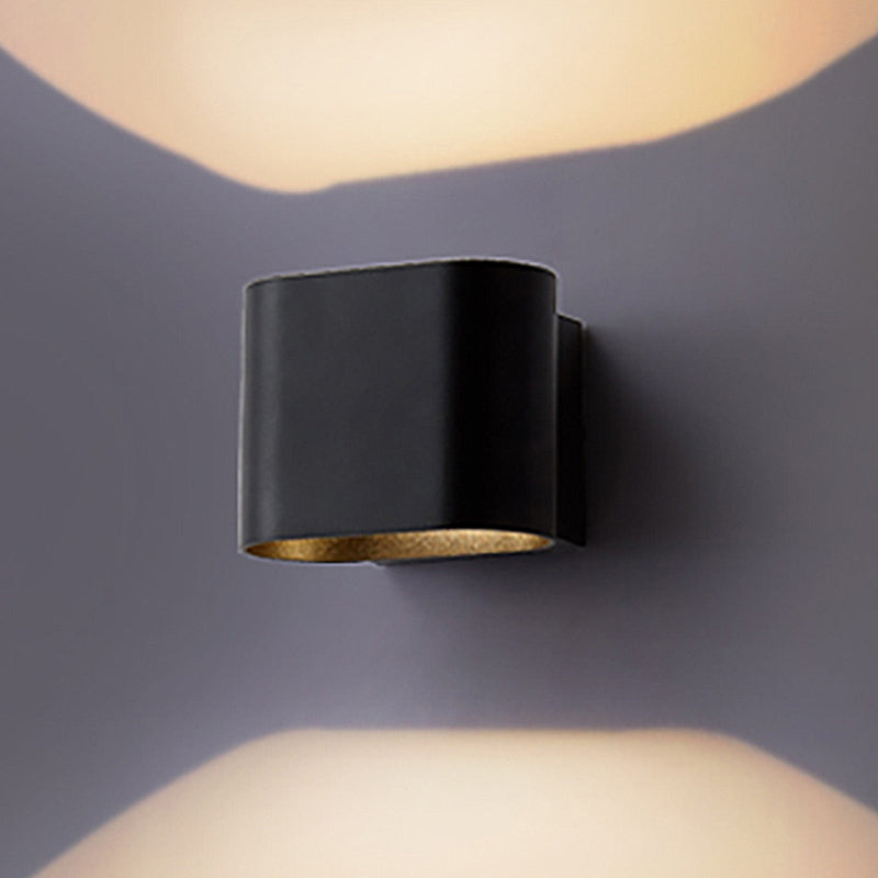 Skørter | Round Edge Cube Wall Sconce Light Simple Metal LED Black/Grey/White Wall Mount Light for Hallway