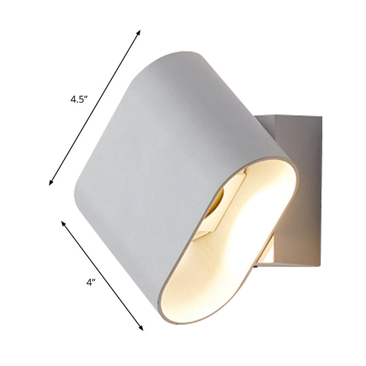 Skørter | Round Edge Cube Wall Sconce Light Simple Metal LED Black/Grey/White Wall Mount Light for Hallway