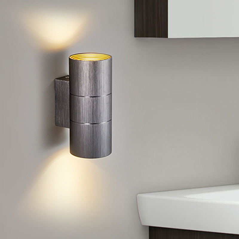 Lisslune | Tubular LED Up and Down Wall Lamp Modern Metal 1 Light Black/Grey/Gold Wall Lamp for Bathroom